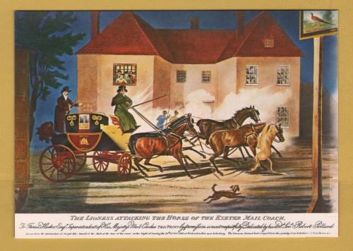 `Lioness Attacking the Horse of the Exeter Mail Coach` - Post Office Series SWPR 3 - Postally Unused - Post Office Postcard.